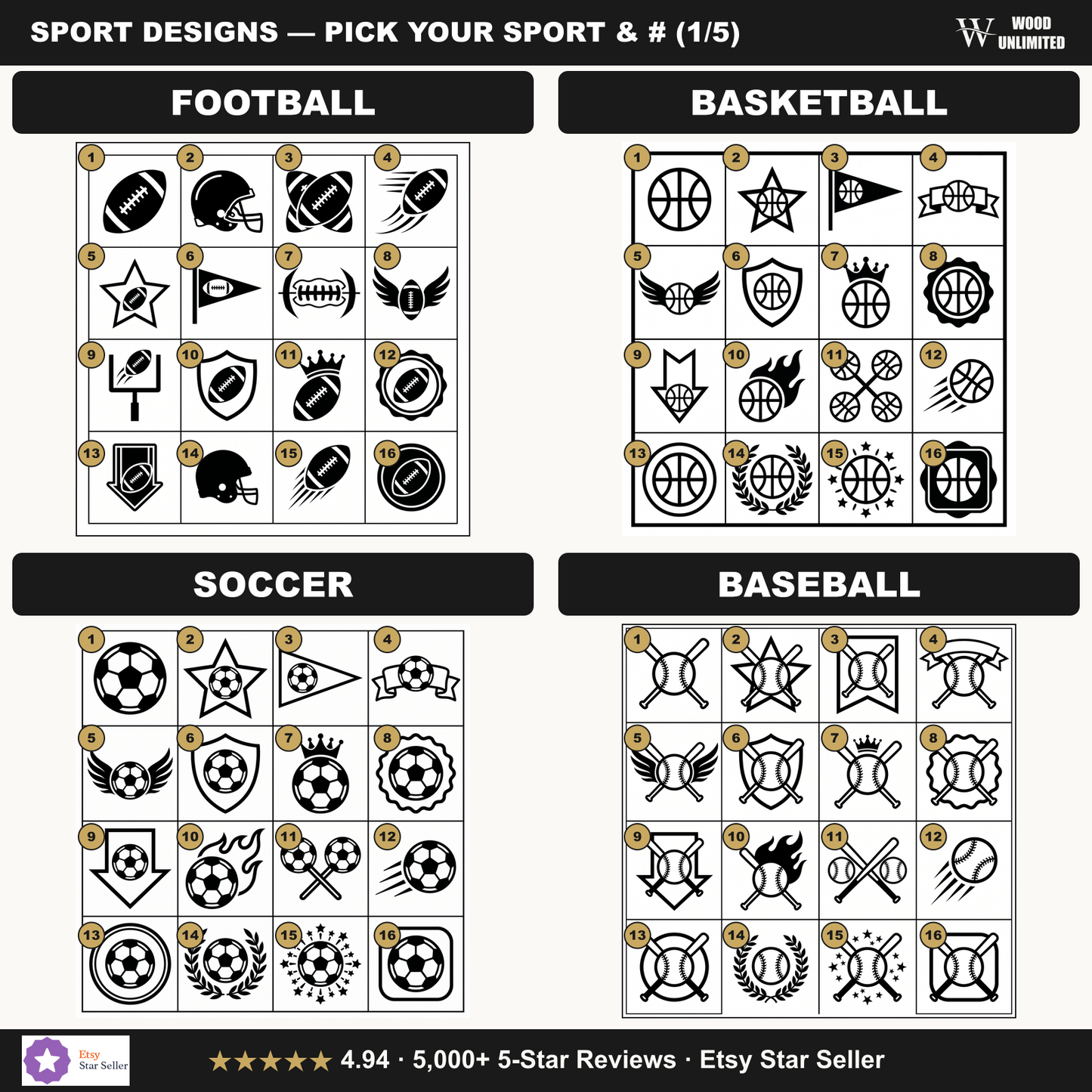 Sport design sheet football basketball soccer baseball pick a number
