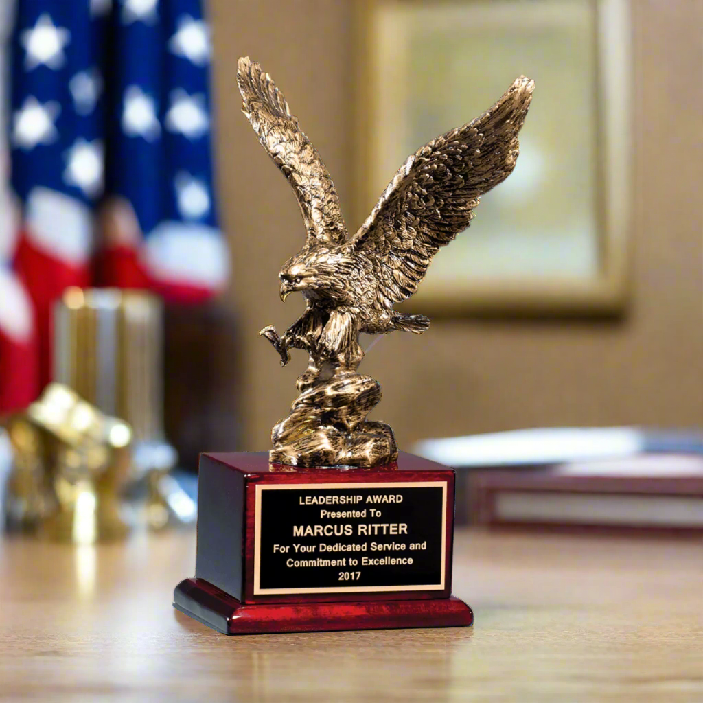 Military Appreciation Recognition Eagle Award, Antique Bronze Finished Eagle Trophy, Patriotic Award for Army, Navy, Air Force, Marines & Coast Guard