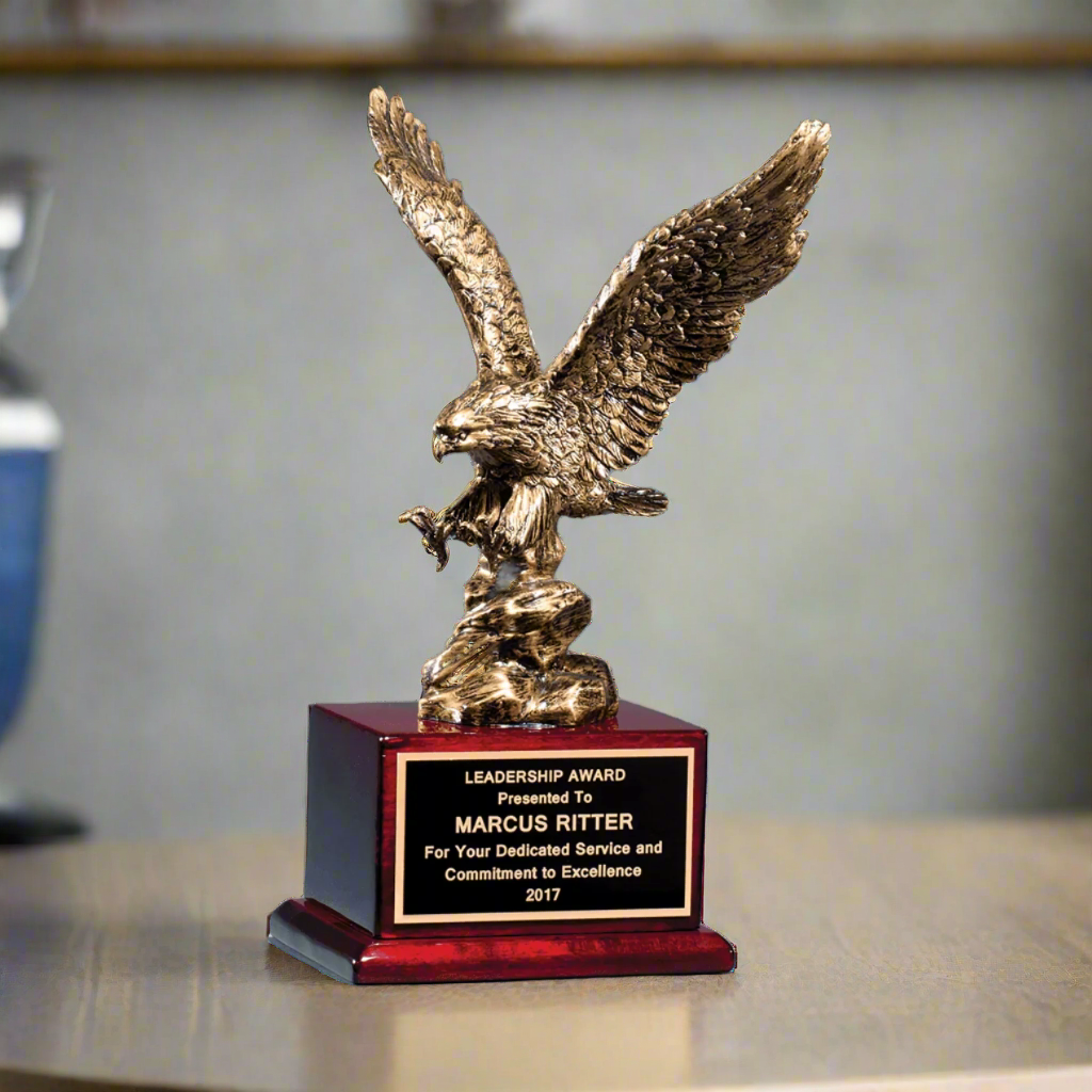 Military Appreciation Recognition Eagle Award, Antique Bronze Finished Eagle Trophy, Patriotic Award for Army, Navy, Air Force, Marines & Coast Guard