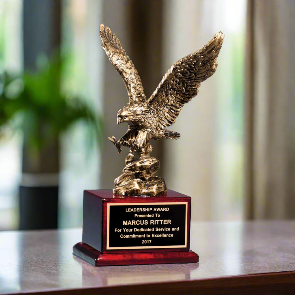 Military Appreciation Recognition Eagle Award, Antique Bronze Finished Eagle Trophy, Patriotic Award for Army, Navy, Air Force, Marines & Coast Guard