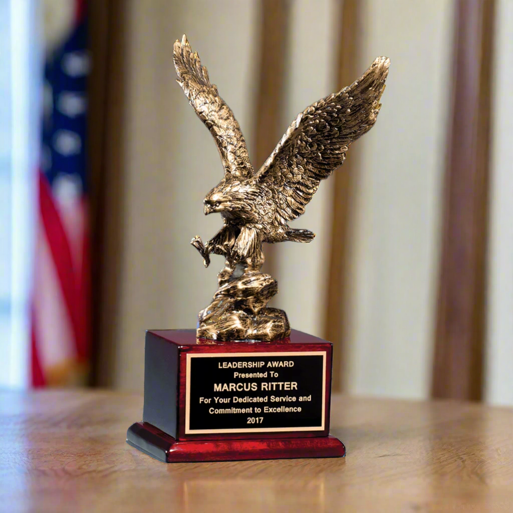 Military Appreciation Recognition Eagle Award, Antique Bronze Finished Eagle Trophy, Patriotic Award for Army, Navy, Air Force, Marines & Coast Guard