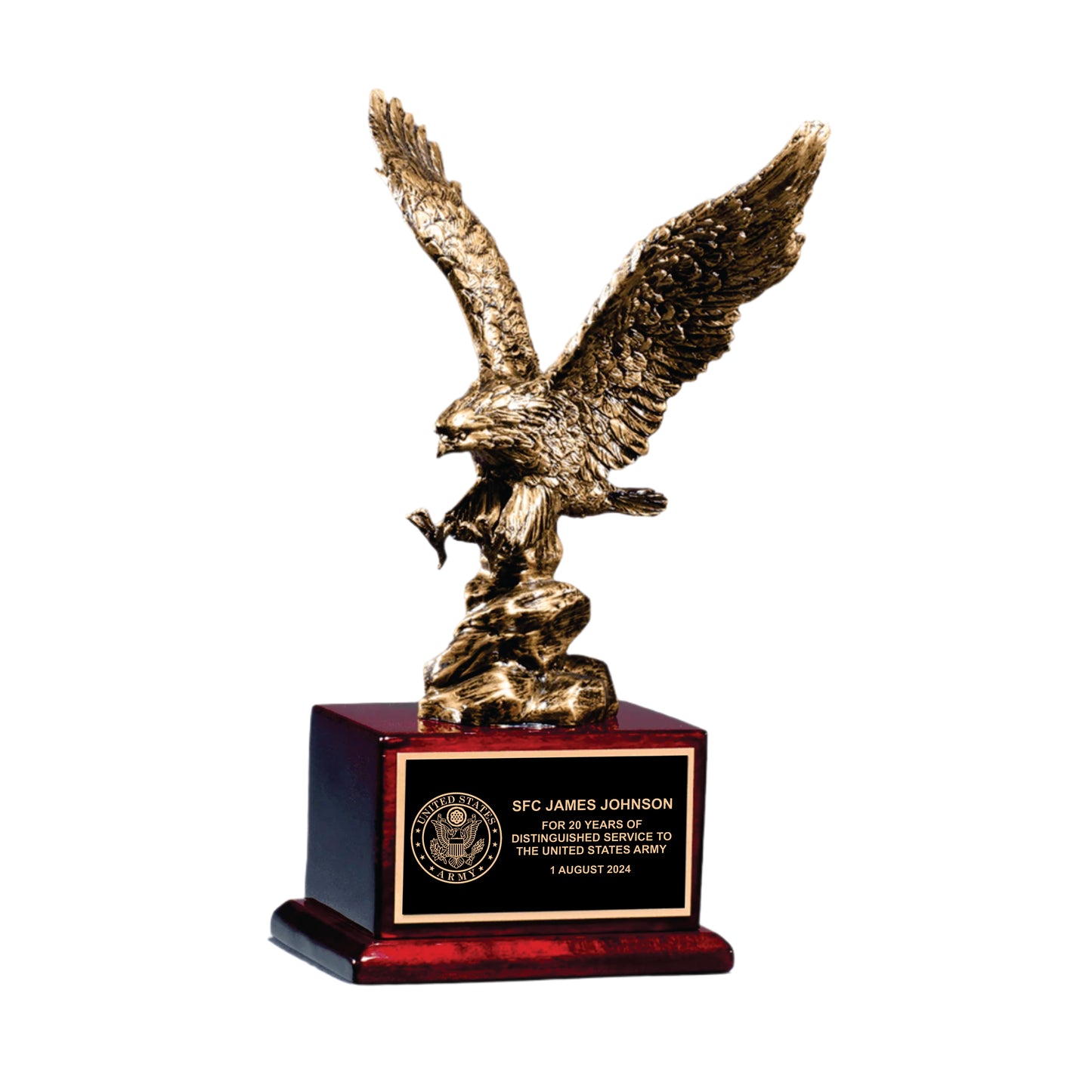 Military Appreciation Recognition Eagle Award, Antique Bronze Finished Eagle Trophy, Patriotic Award for Army, Navy, Air Force, Marines & Coast Guard