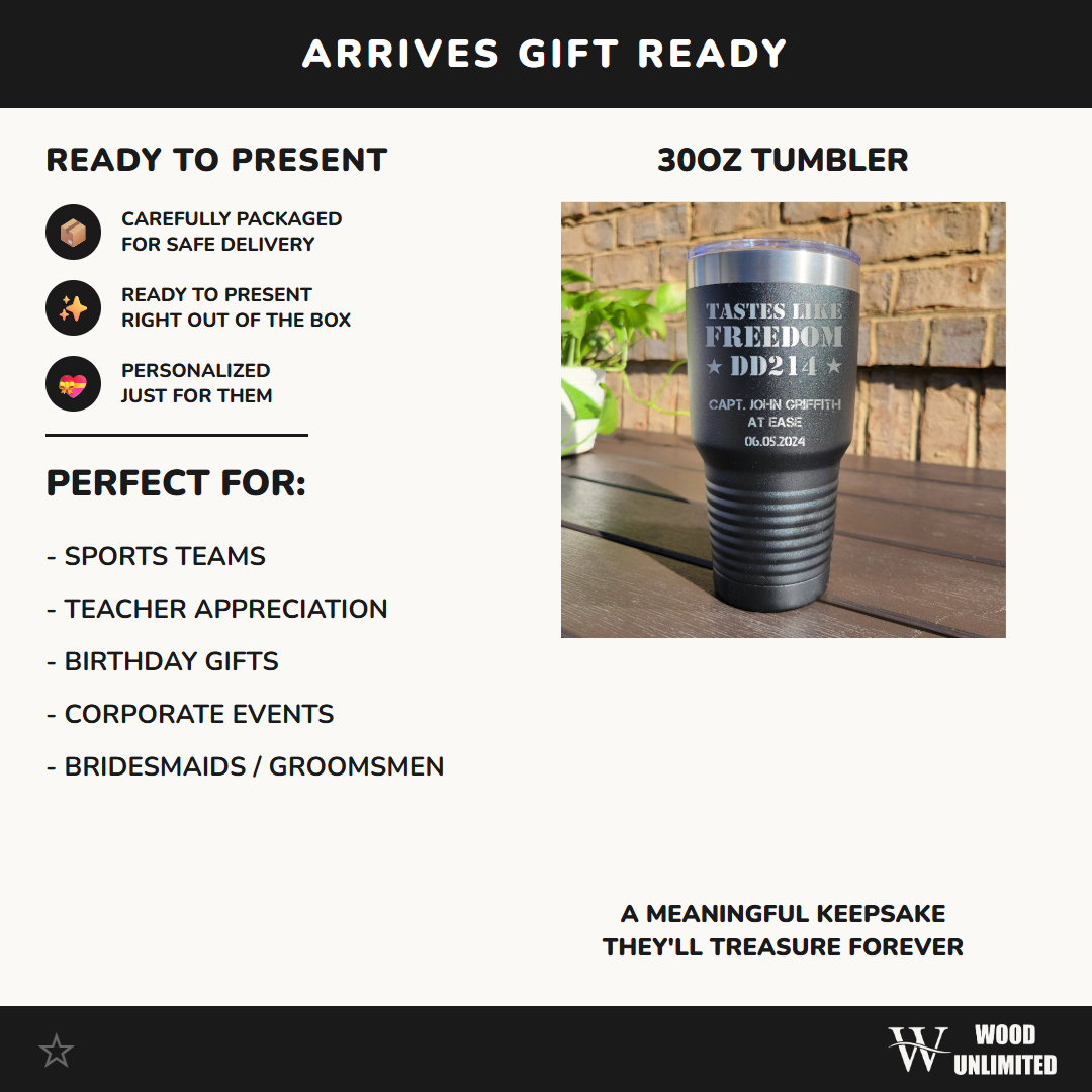 Personalized DD214 Military Retirement Gift - Personalized 30oz Insulated Drink Tumbler, Retirement Name Coffee Tumbler (Copy)