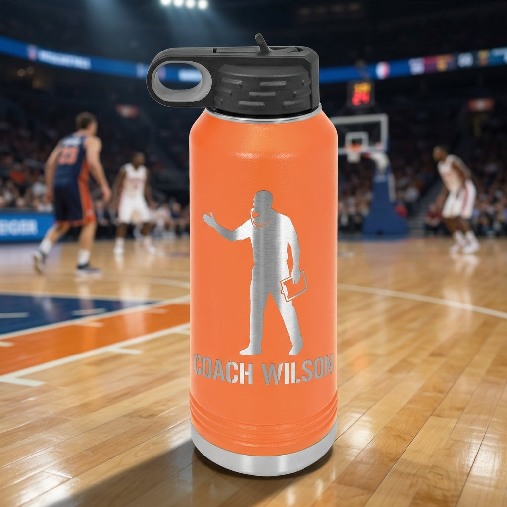 Personalized Basketball Coach Gift Water Bottle - End of Season Team Thank You - Laser Engraved - Custom Name - View 6