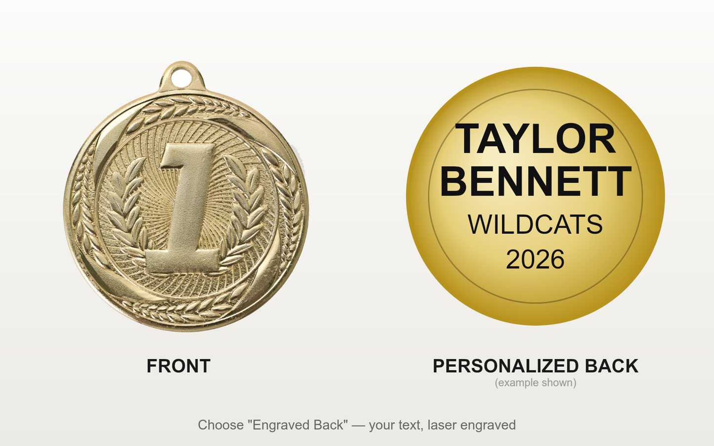 Personalized 1st Place Medals with Neck Ribbon - Gold - Custom Engraved