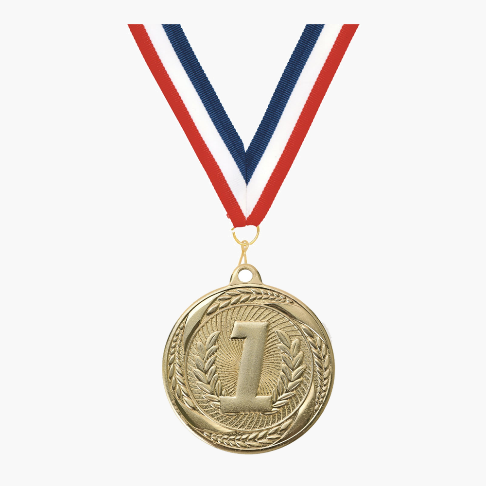 Personalized 1st Place Medals with Neck Ribbon - Gold - Custom Engraved