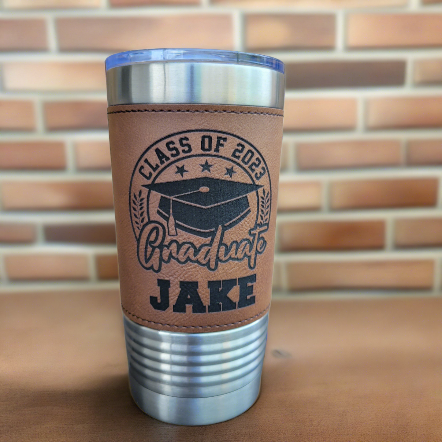 Graduation Drink Tumbler, Leather graduation drink tumbler, gift for graduate, graduation gift, senior gift