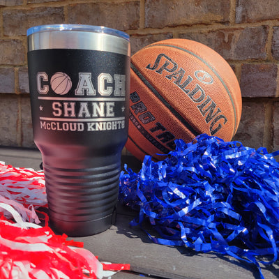 Basketball Coach Gift Tumbler, Personalized, Engraved 30oz Tumbler, Basketball Coach Appreciation Gift - Main product image