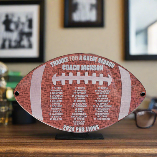 Football Coach Plaque - Personalized Football Coach Appreciation Gift, End of Season Gift for Football Coach