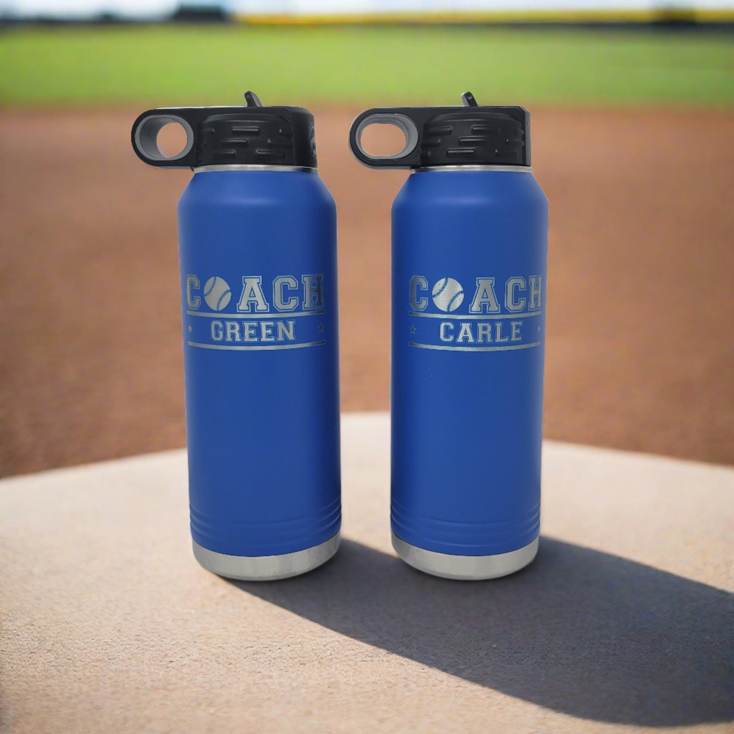 Personalized Baseball Water Bottles - Custom Engraved 32oz Stainless Steel Bottle for Baseball Players and Baseball Coaches