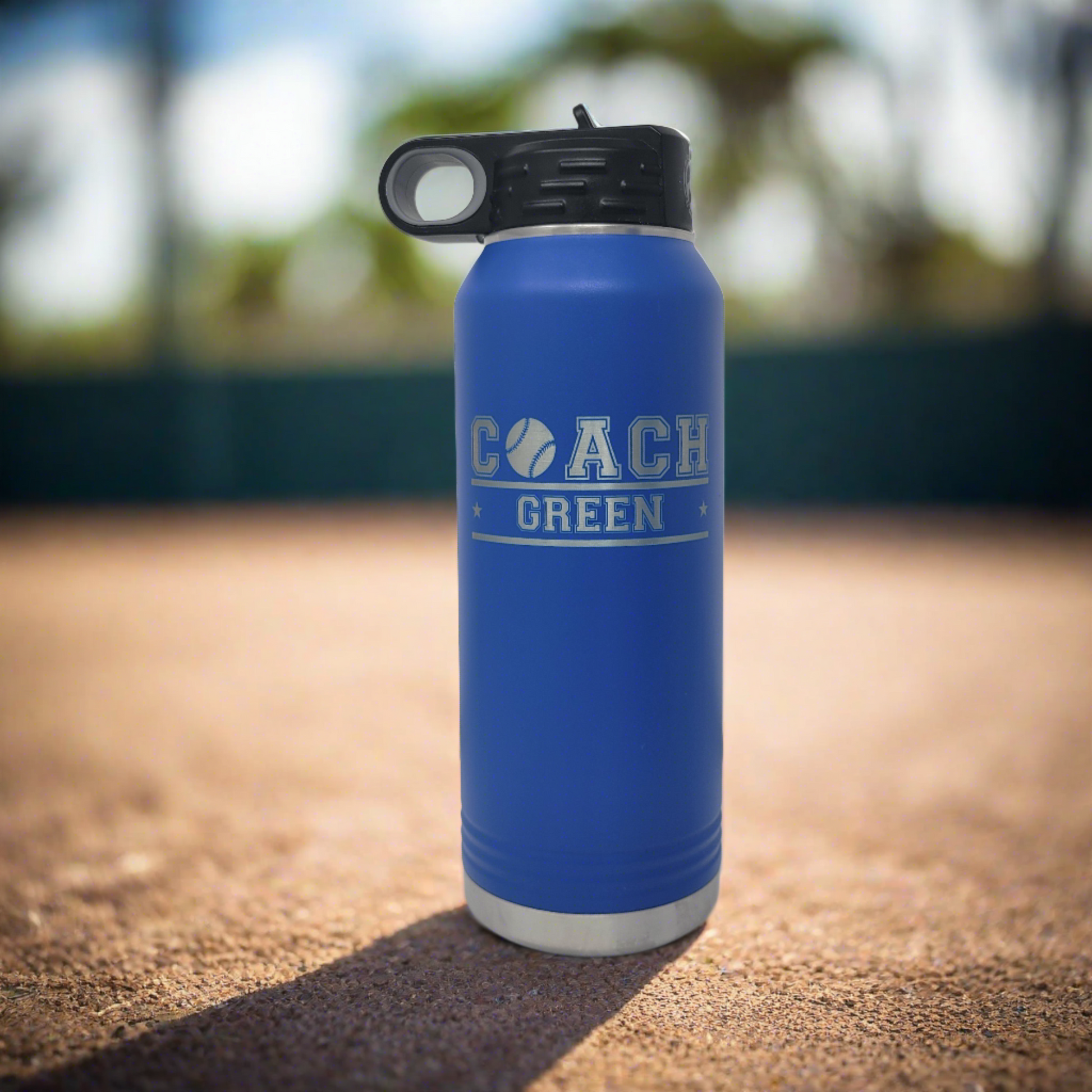 Personalized Baseball Water Bottles - Custom Engraved 32oz Stainless Steel Bottle for Baseball Players and Baseball Coache...