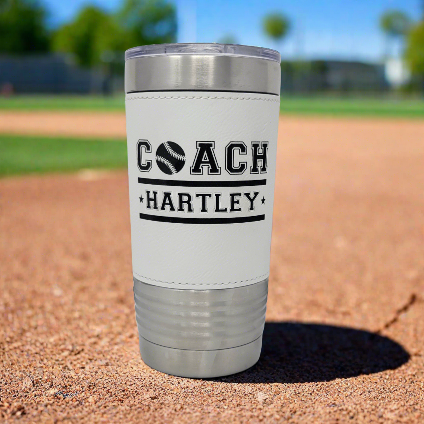 Personalized Baseball Tumbler! Insulated Leatherette Tumbler with Baseball Texture Gift For Coach! 20oz Baseball Coach Gift!