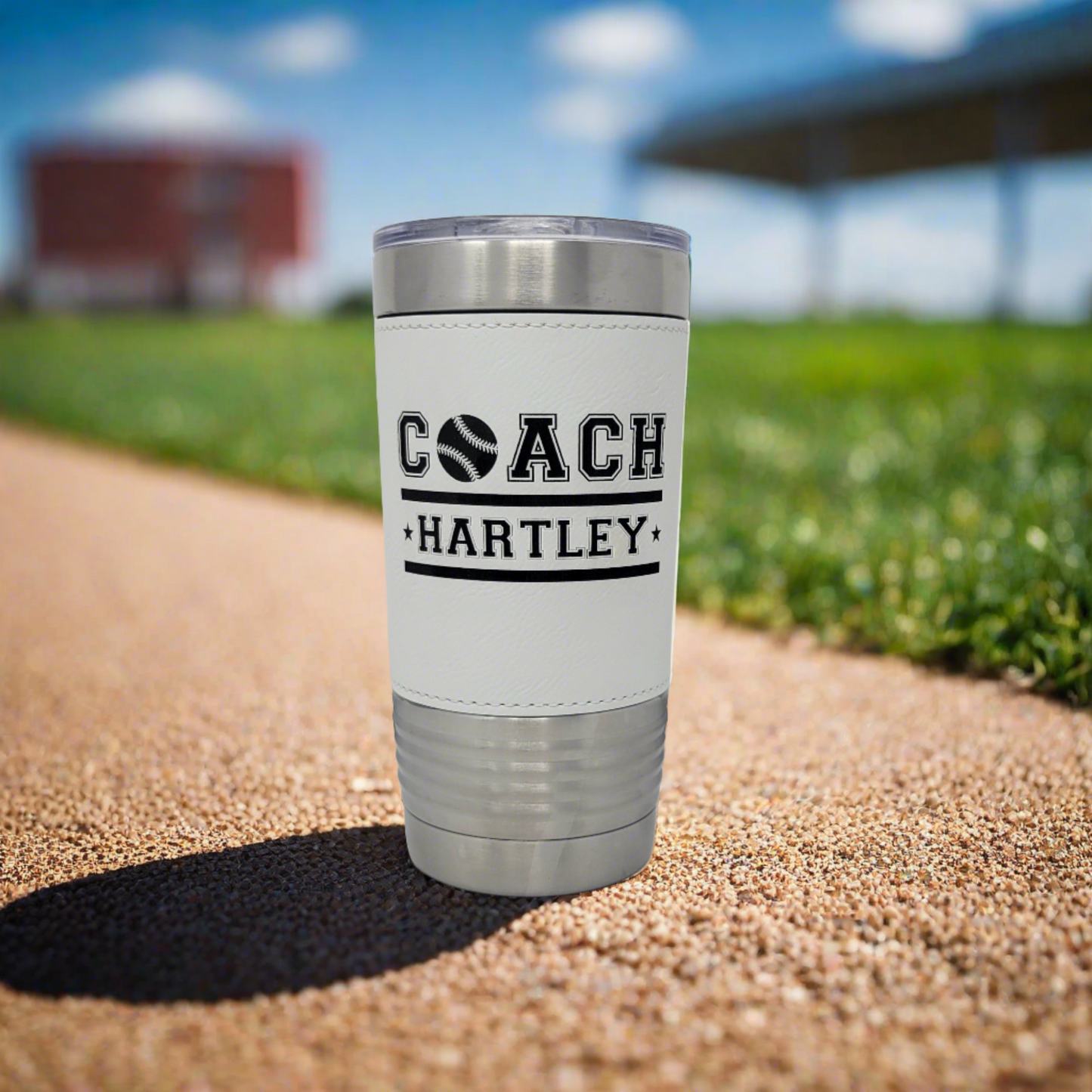 Personalized Baseball Tumbler! Insulated Leatherette Tumbler with Baseball Texture Gift For Coach! 20oz Baseball Coach Gift!