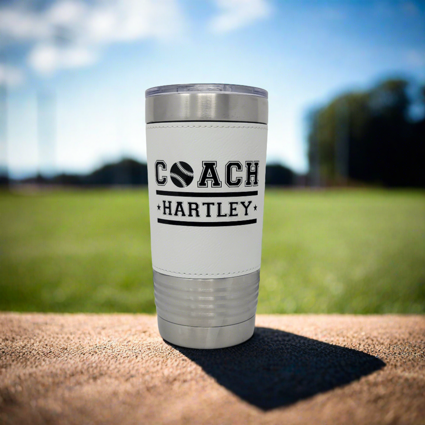 Personalized Baseball Tumbler! Insulated Leatherette Tumbler with Baseball Texture Gift For Coach! 20oz Baseball Coach Gift!