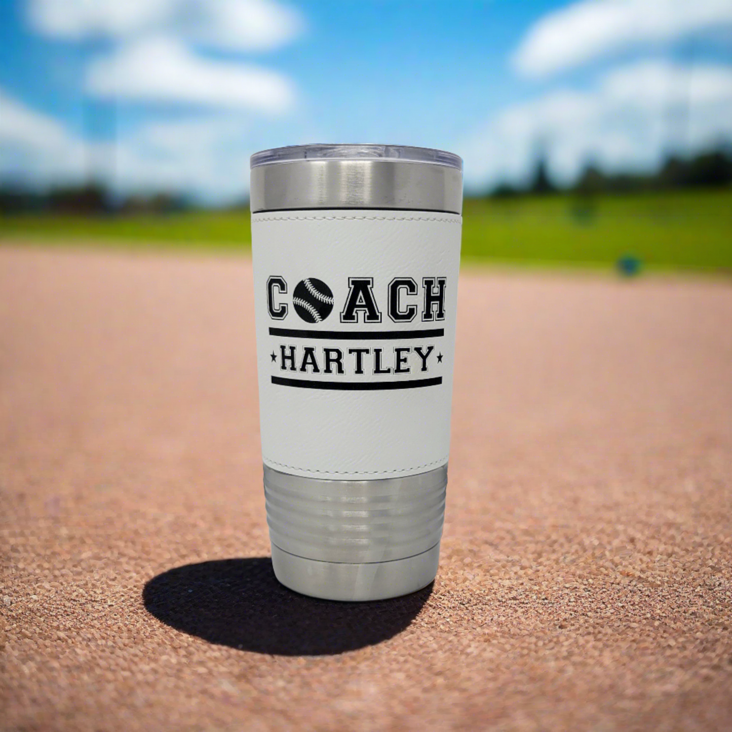 Personalized Baseball Tumbler! Insulated Leatherette Tumbler with Baseball Texture Gift For Coach! 20oz Baseball Coach Gift!