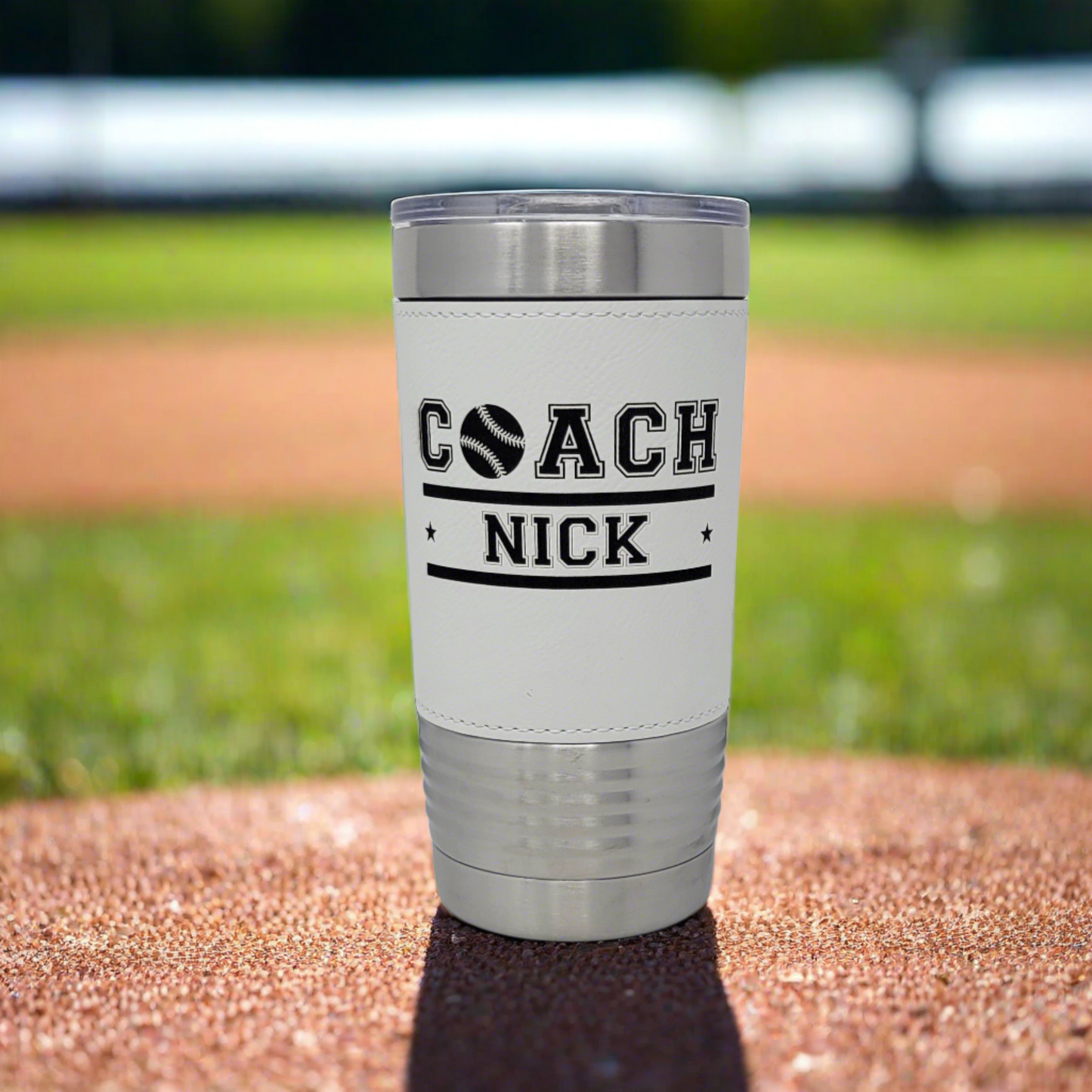 Personalized Baseball Tumbler! Insulated Leatherette Tumbler with Baseball Texture Gift For Coach! 20oz Baseball Coach Gift!