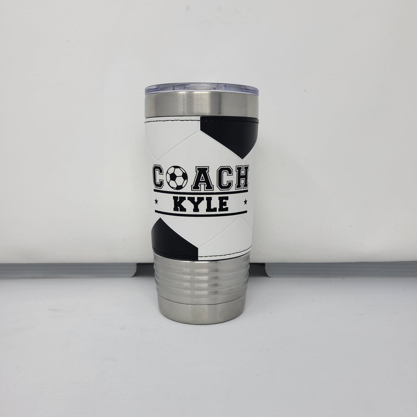 Personalized Soccer Tumbler! Insulated Leatherette Tumbler with Soccer Ball Texture Gift For Coach! 20oz Soccer Coach Gift!