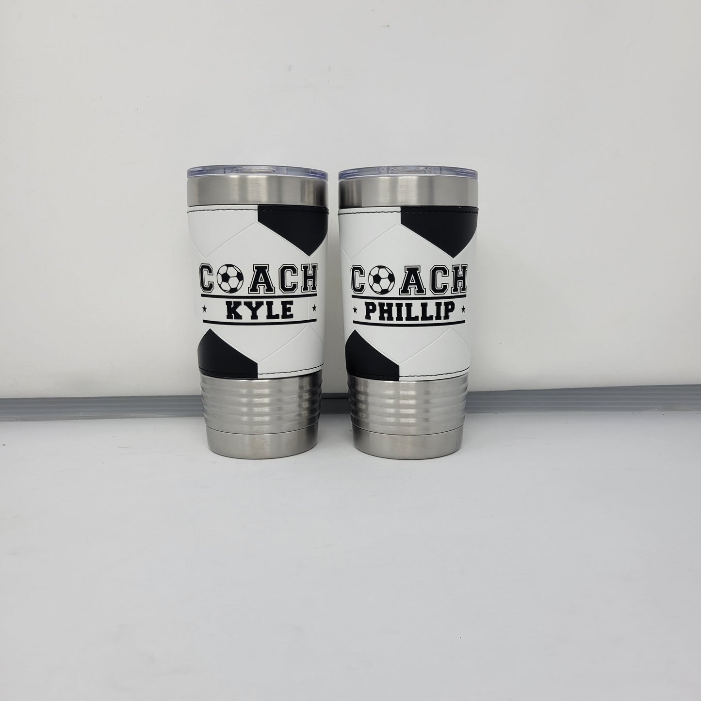 Personalized Soccer Tumbler! Insulated Leatherette Tumbler with Soccer Ball Texture Gift For Coach! 20oz Soccer Coach Gift!