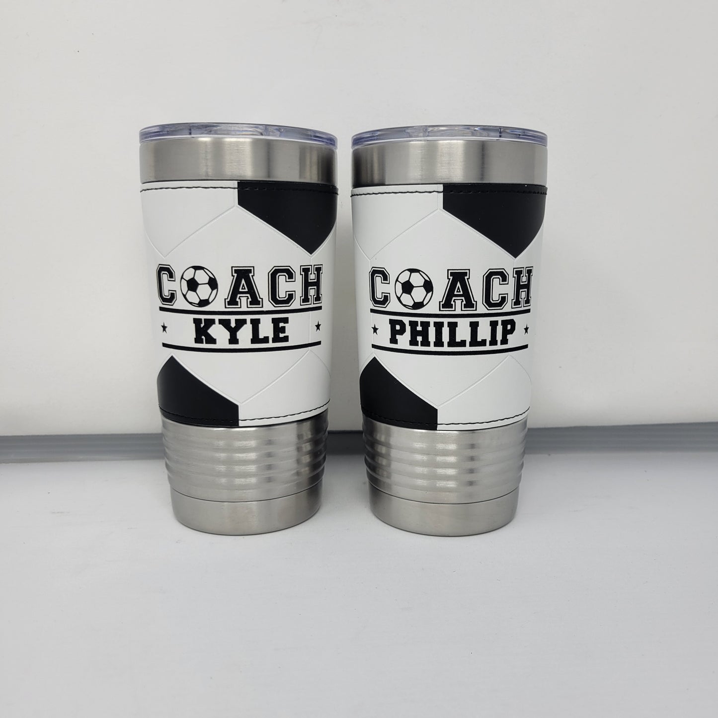 Personalized Soccer Tumbler! Insulated Leatherette Tumbler with Soccer Ball Texture Gift For Coach! 20oz Soccer Coach Gift!