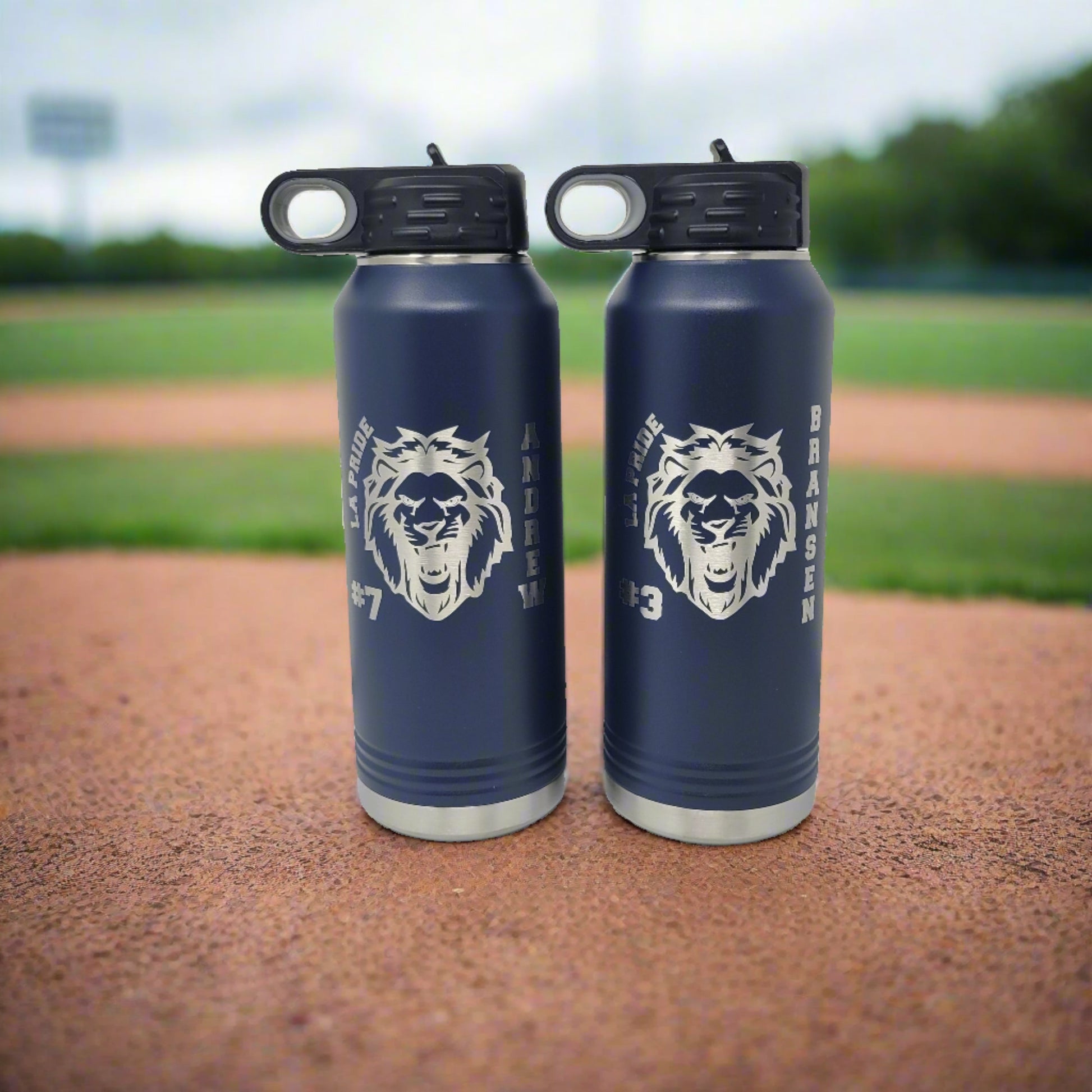 Personalized Baseball Water Bottles - Custom Engraved 32oz Stainless Steel Bottle for Baseball Players and Baseball Coache...