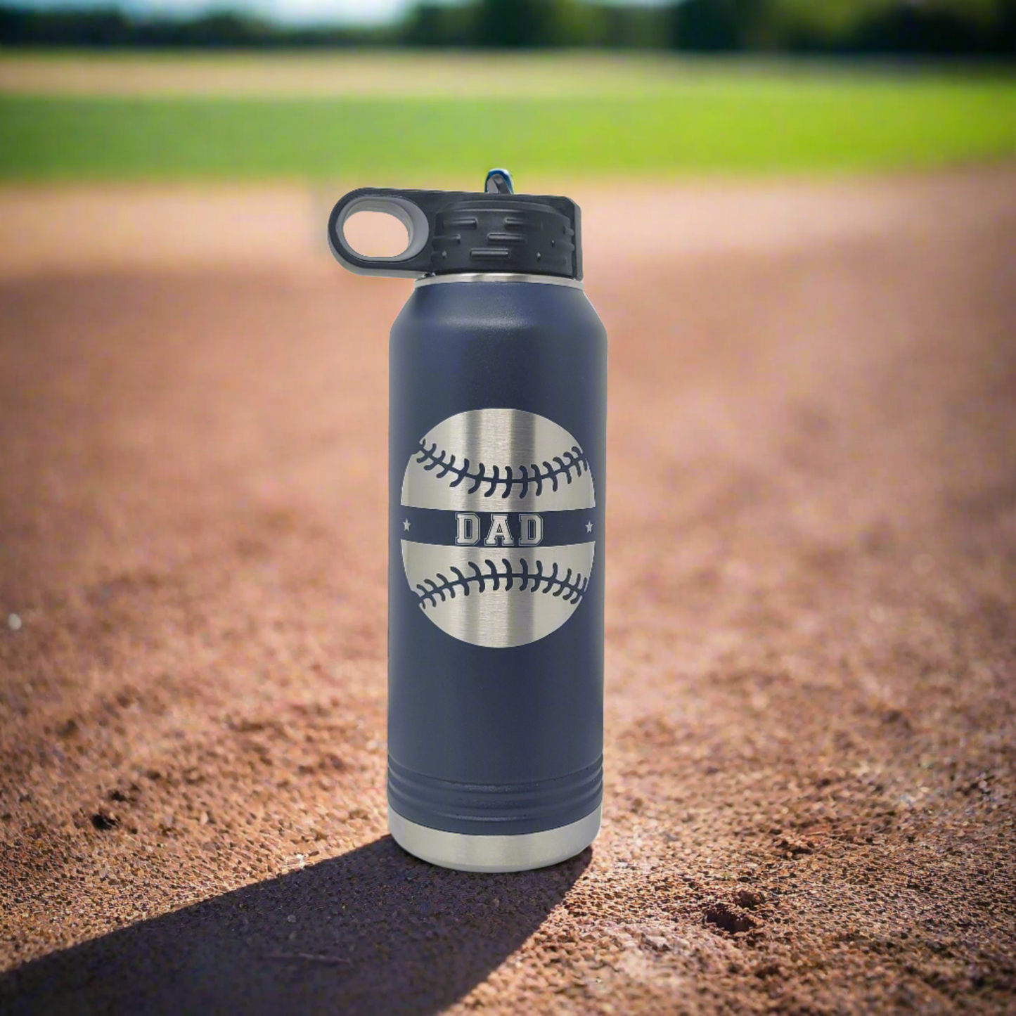 Personalized Baseball Water Bottle for Dad - Custom Engraved 32oz Stainless Steel Bottle for Father's Day, Dad Birthday and More