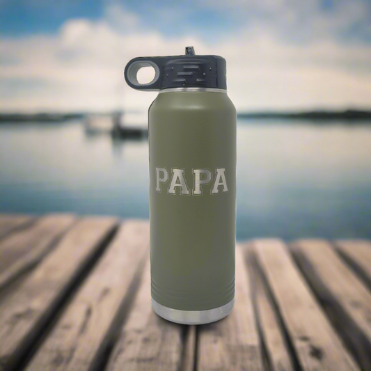 Papa Water Bottle, Gift for Papa, 32oz Insulated Water Bottle Engraved