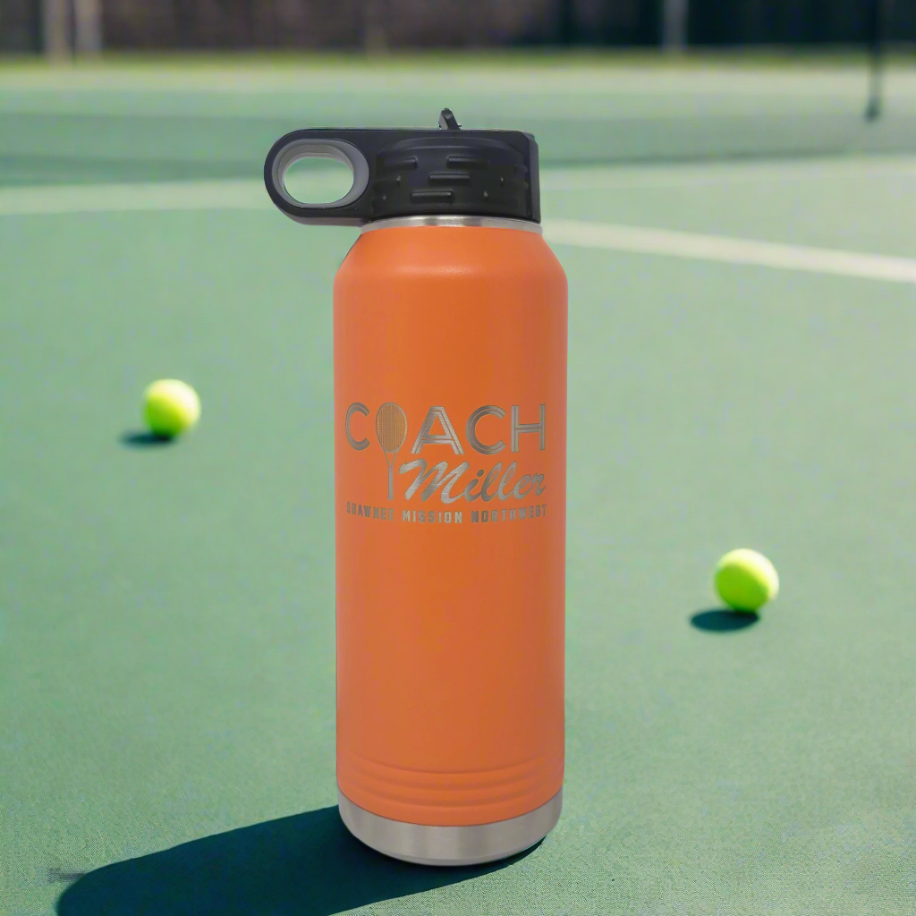 Tennis Coach Gift, Personalized Water Bottle for Tennis Coach, Christmas Gift for Tennis Coach, Tennis Coach Personalized Gift!