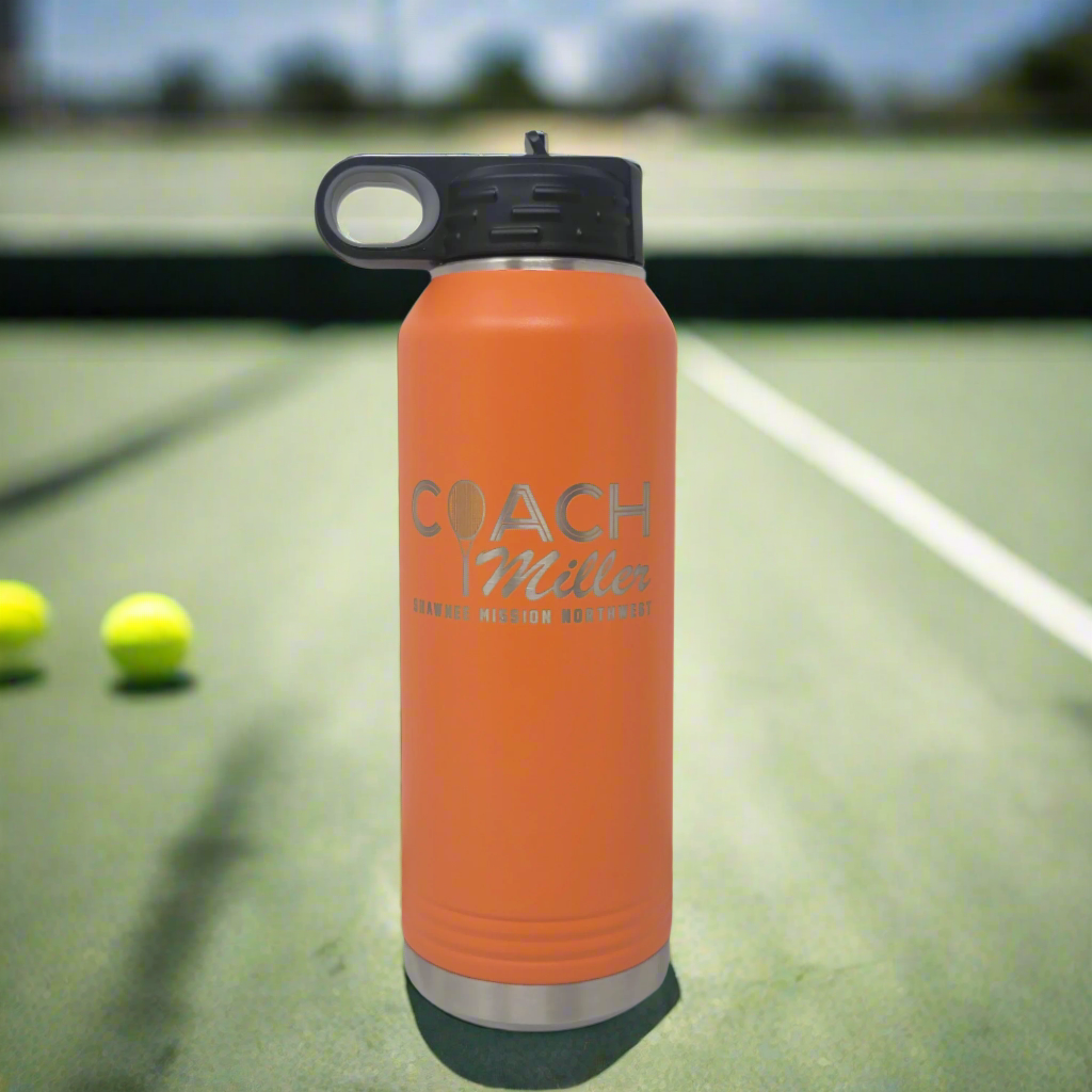 Tennis Coach Gift, Personalized Water Bottle for Tennis Coach, Christmas Gift for Tennis Coach, Tennis Coach Personalized Gift!