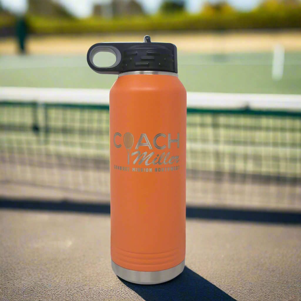 Tennis Coach Gift, Personalized Water Bottle for Tennis Coach, Christmas Gift for Tennis Coach, Tennis Coach Personalized Gift!