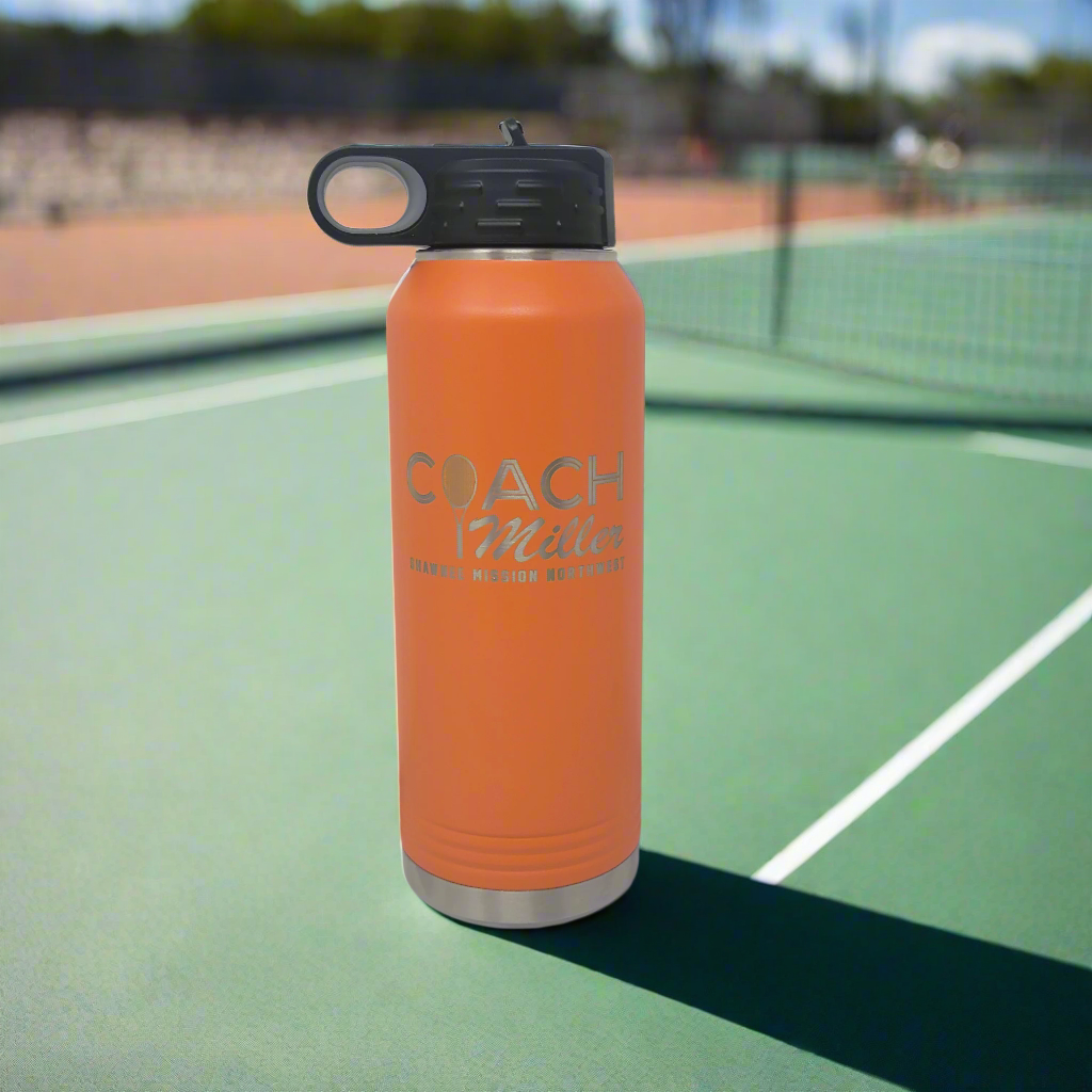 Tennis Coach Gift, Personalized Water Bottle for Tennis Coach, Christmas Gift for Tennis Coach, Tennis Coach Personalized Gift!