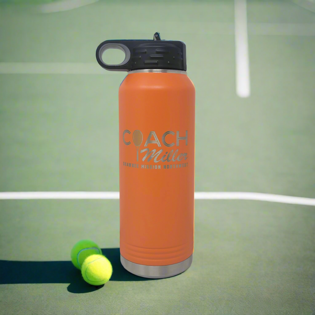 Tennis Coach Gift, Personalized Water Bottle for Tennis Coach, Christmas Gift for Tennis Coach, Tennis Coach Personalized Gift!