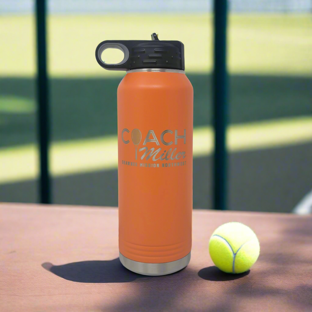 Tennis Coach Gift, Personalized Water Bottle for Tennis Coach, Christmas Gift for Tennis Coach, Tennis Coach Personalized Gift!