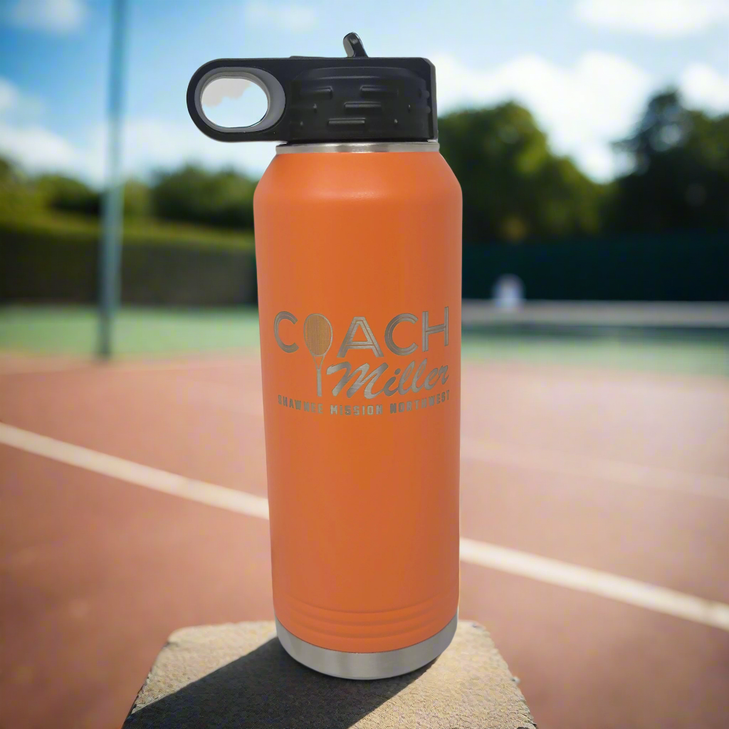 Tennis Coach Gift, Personalized Water Bottle for Tennis Coach, Christmas Gift for Tennis Coach, Tennis Coach Personalized Gift!