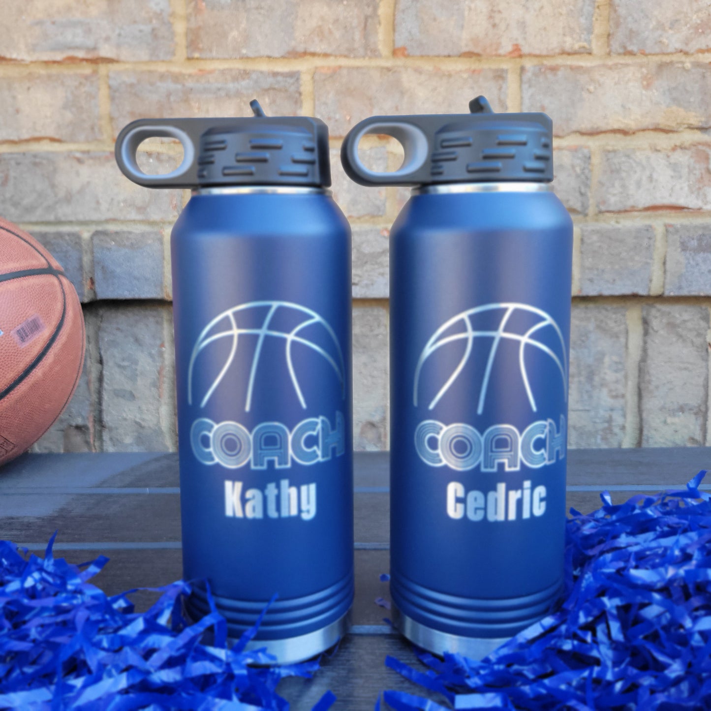 32oz basketball coach water bottle, coach water bottle gift for basketball coach, engraved, personalized water bottle for basketball coach, coach appreciation gift for basketball coach