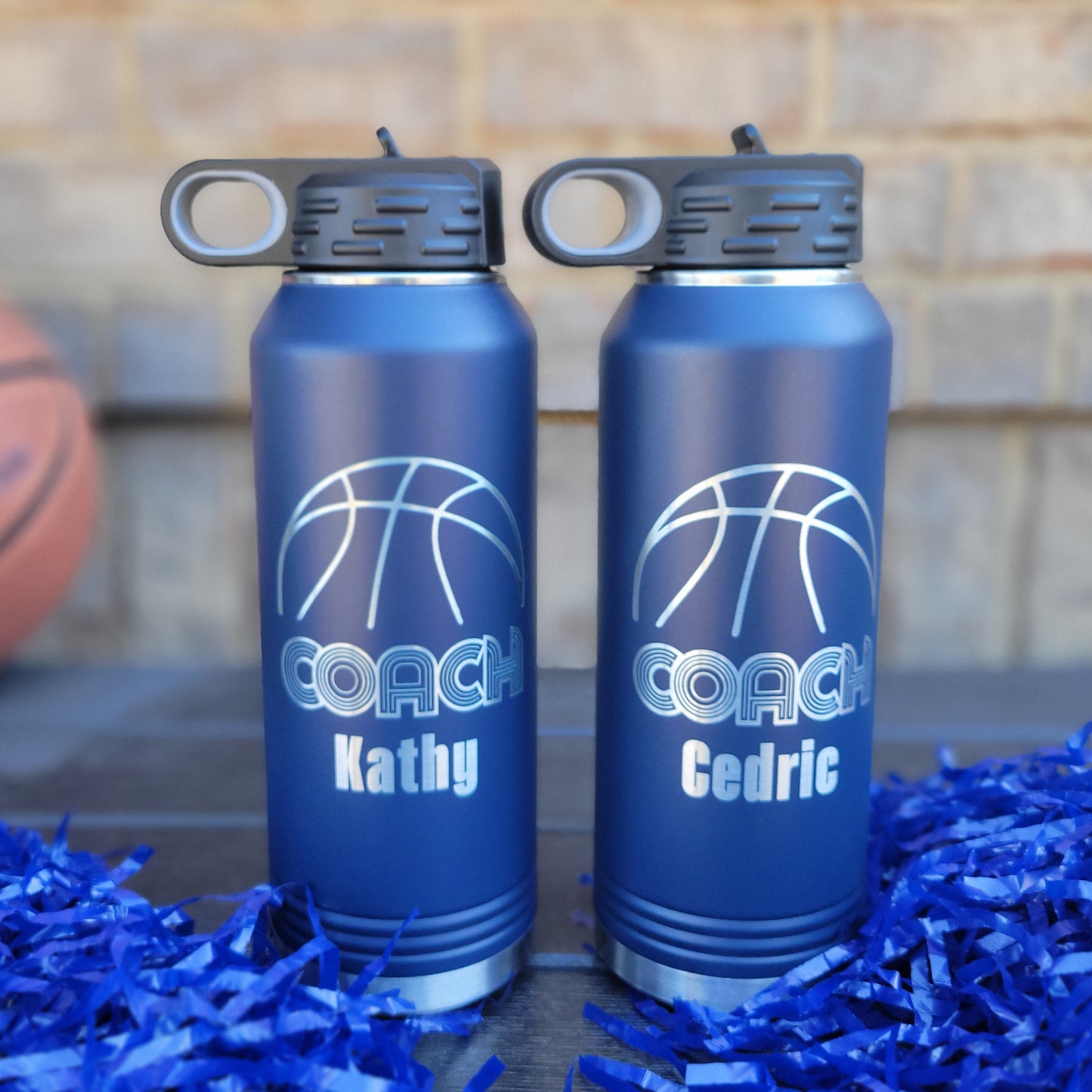 32oz basketball coach water bottle, coach water bottle gift for basketball coach, engraved, personalized water bottle for basketball coach, coach appreciation gift for basketball coach