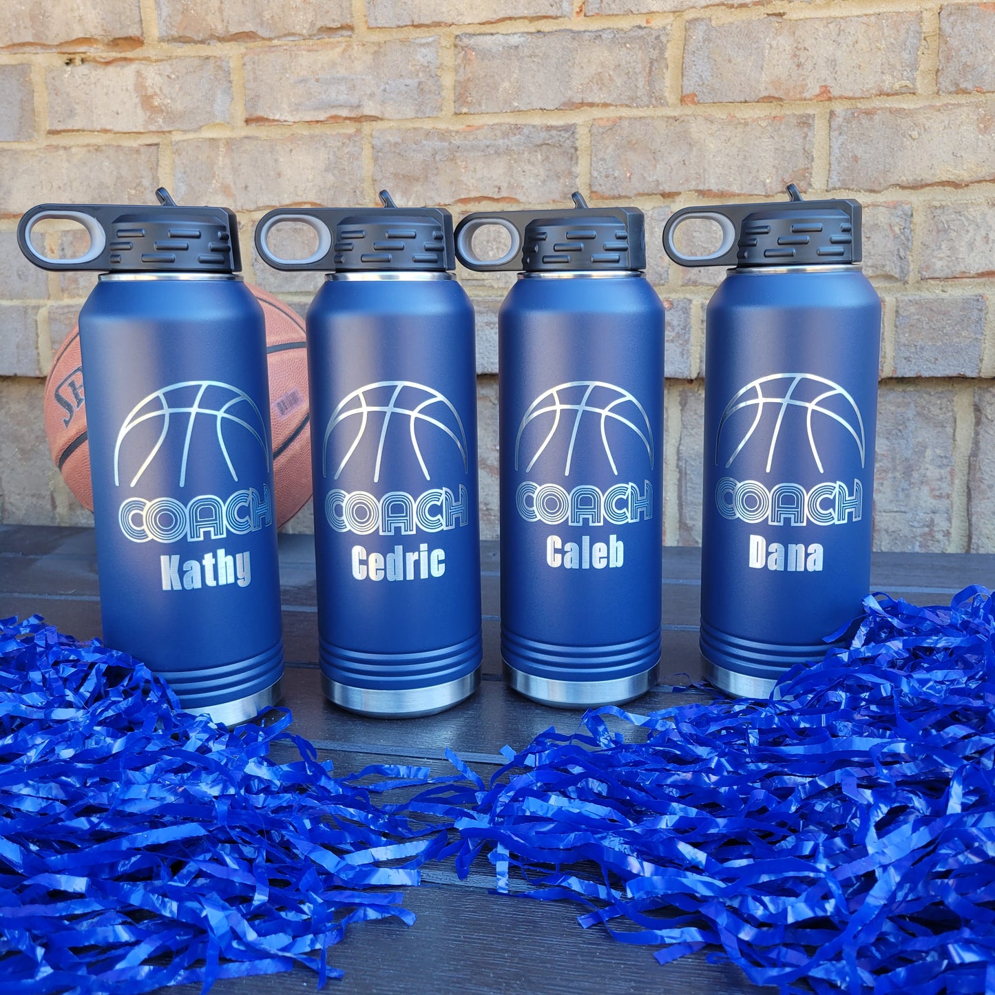 32oz basketball coach water bottle, coach water bottle gift for basketball coach, engraved, personalized water bottle for basketball coach, coach appreciation gift for basketball coach