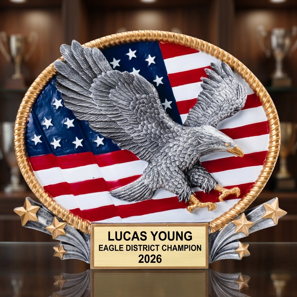 Eagle Award Trophy | Personalized | Custom Engraved | Achievement Gift | Team Banquet | Tournament Award | Recognition | Wood Unlimited - View 1