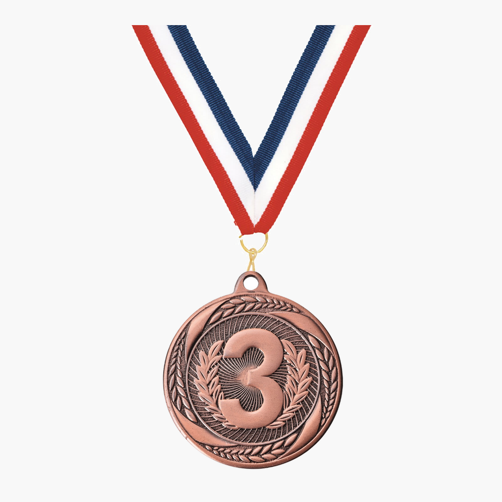 Personalized 3rd Place Medals with Neck Ribbon - Bronze - Custom Engraved