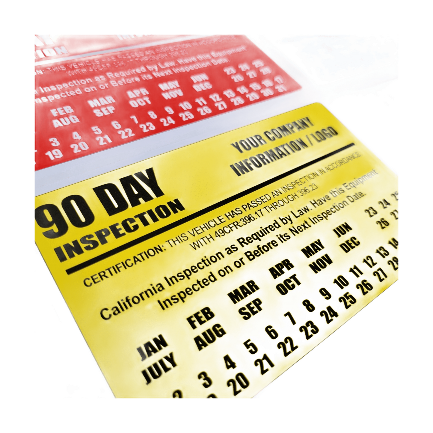 90 Day Inspection Labels for BIT / DOT Inspection Decals for Fleets, Trucks, Truck Inspection Decals