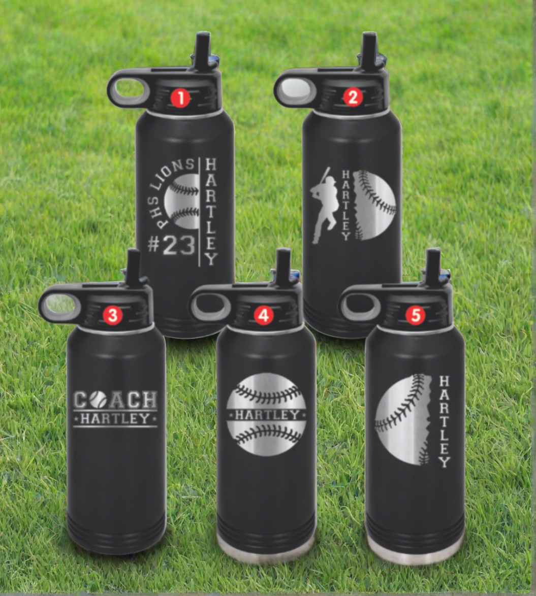 Baseball Player Bottles, Baseball Gift, Baseball Coach Gift, Personalized Baseball Water Bottles,