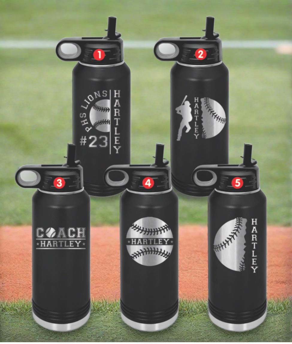 Baseball Player Bottles, Baseball Gift, Baseball Coach Gift, Personalized Baseball Water Bottles,