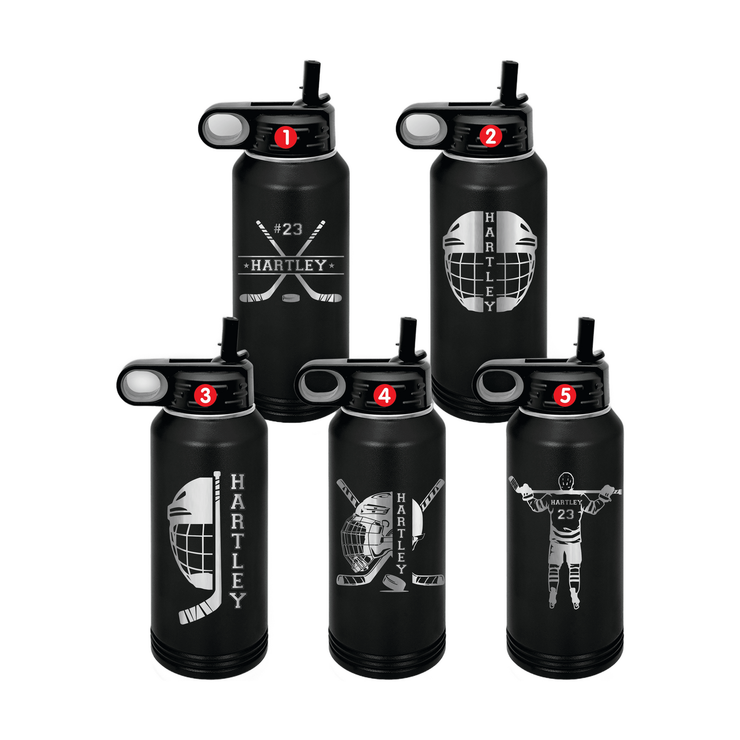 Personalized Hockey Water Bottles – Custom Engraved 32oz Stainless Steel Bottle for Hockey Players and Coaches, Hockey Team Bottles