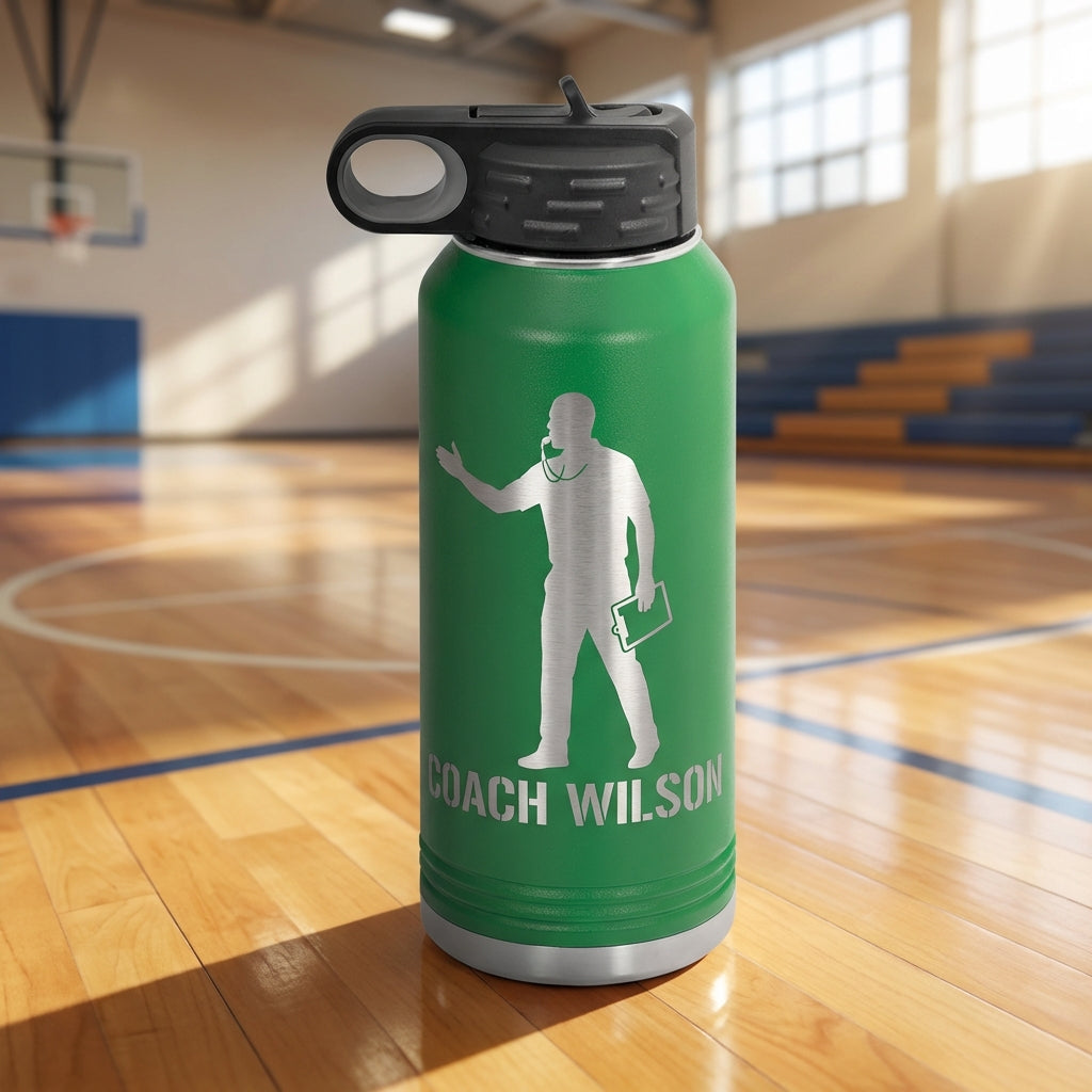 Personalized Basketball Coach Gift Water Bottle - End of Season Team Thank You - Laser Engraved - Custom Name - View 7