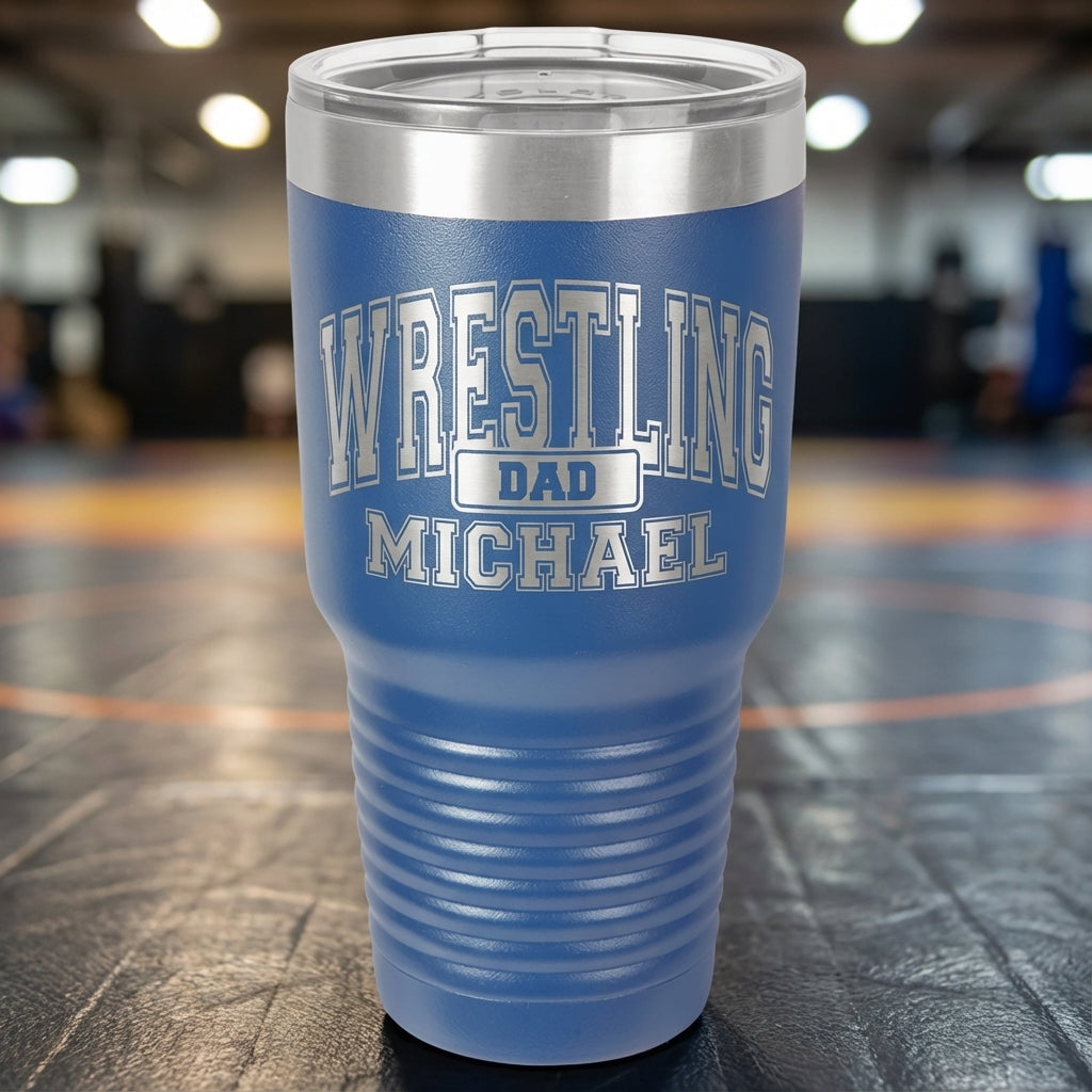 Personalized Wrestling Dad Tumbler Gift - Father's Day Birthday Christmas - Laser Engraved Durable Drinkware - Custom Name - View 2