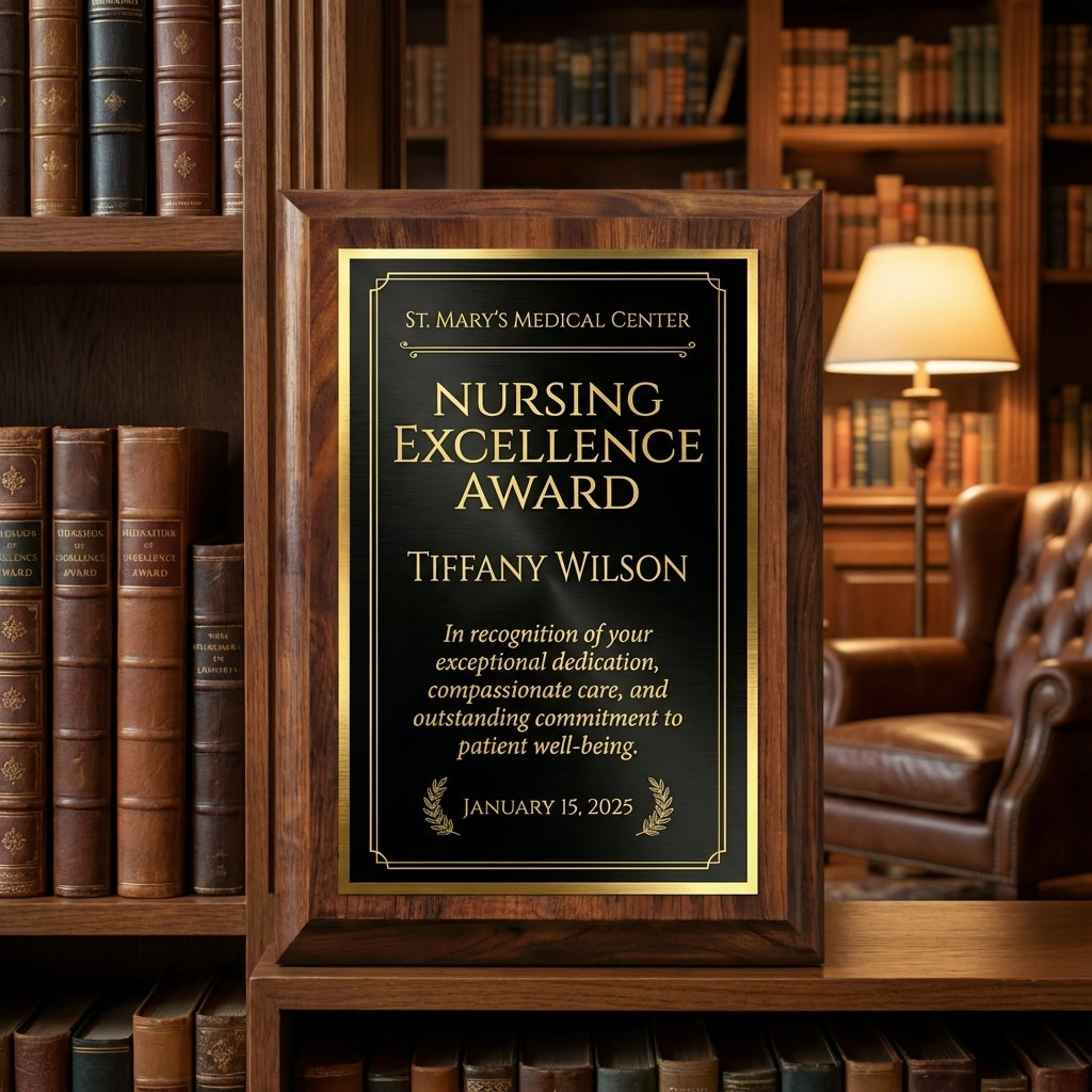 Personalized Nurse Award Plaque - Nursing Excellence Gift - Custom Laser Engraved Wood - Healthcare Appreciation Recognition - View 4