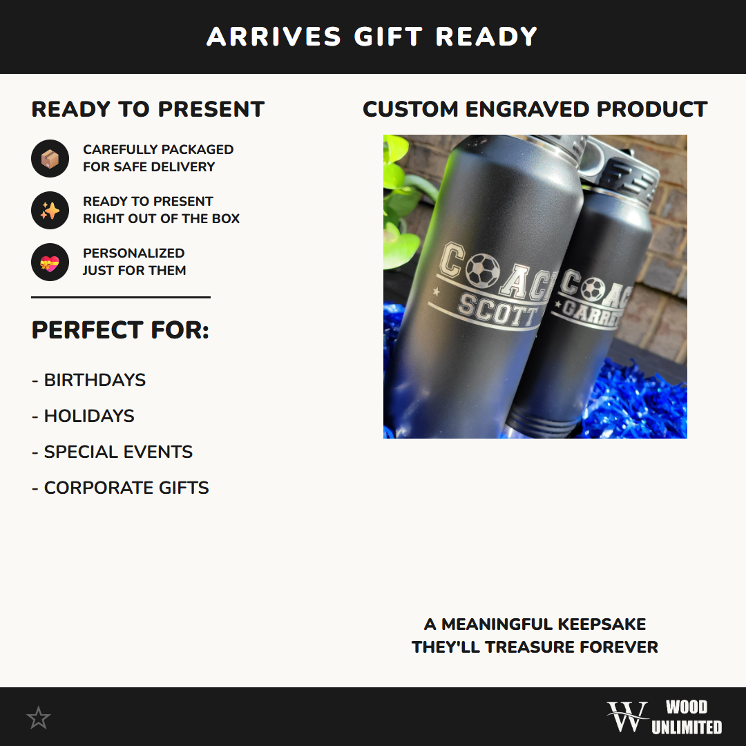 Personalized Soccer Water Bottles - Soccer Coach Gift, Soccer Coach Appreciation Gift Personalized Water Bottle