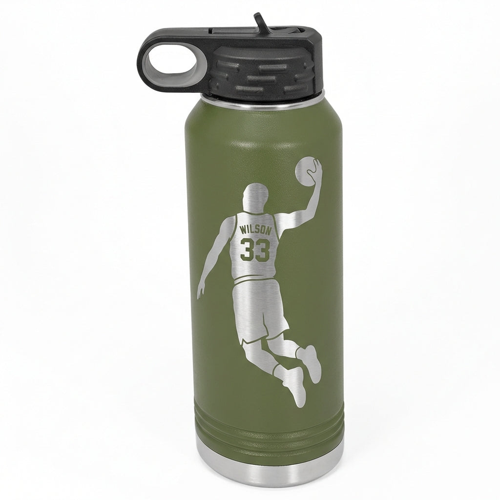 Personalized Basketball Player Water Bottle | Custom Team Gift | Laser Engraved Sports Bottle | Athlete Hydration | Name & Number - View 8