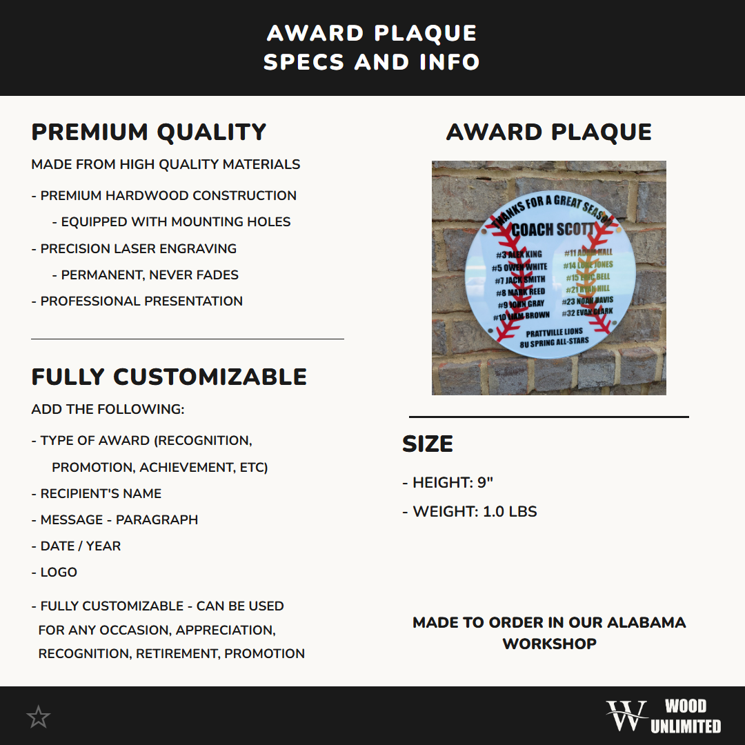 Baseball Coach Plaque - Personalized Baseball Coach Appreciation Gift, End of Season Gift for Baseball Coach
