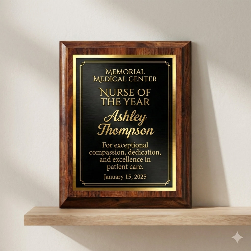 Personalized Nurse of the Year Award Plaque - Custom Engraved Wooden Recognition Gift - Nurse Appreciation & Graduation Present - View 5