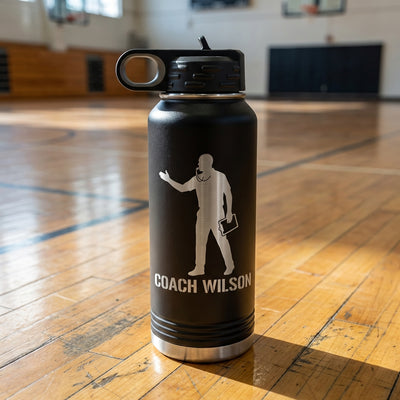 Personalized Basketball Coach Gift Water Bottle - End of Season Team Thank You - Laser Engraved - Custom Name - View 1